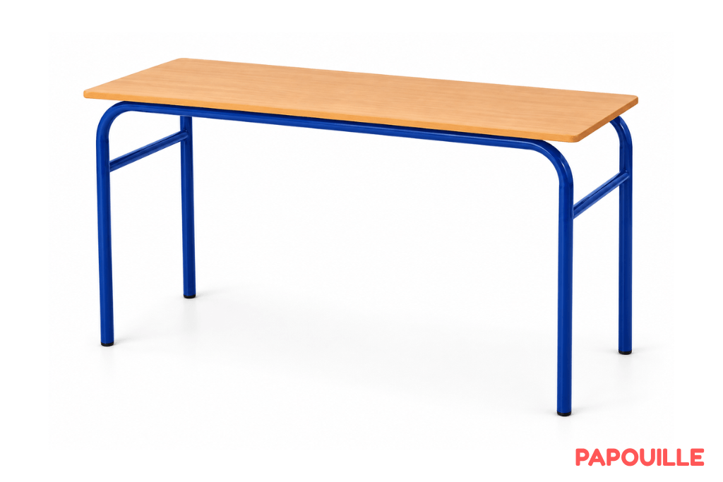 Table scolaire 130 x 50 cm - H76 cm T6 - Bleu