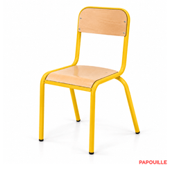 Mobilier - Chaise & fauteuil pour crèche - Chaise scolaire en bois H38 cm - T4 - Jaune