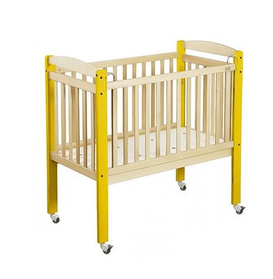 Couchage - Lit Crèche en Bois bébé, enfant - Lit crèche réglable 3 hauteurs à barreaux 120 x 60cm jaune