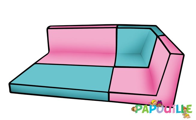 Mobilier - Meuble en mousse et Pouf - Aire de jeux d'angle avec dossier en mousse color