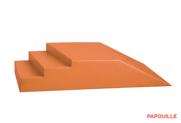 Motricité - Module de Motricité Enfant - Module escalier toboggan 3 marches en mousse pvc h.30cm Abricot