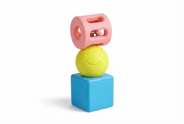Jouets - Hochets et Jouets Sensoriels - 3 Hochets géométriques - Bio