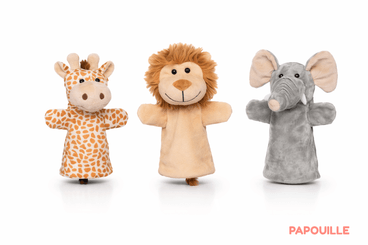Jeux - Marionnettes, Théâtre  - Les 3 marionnettes animaux sauvages