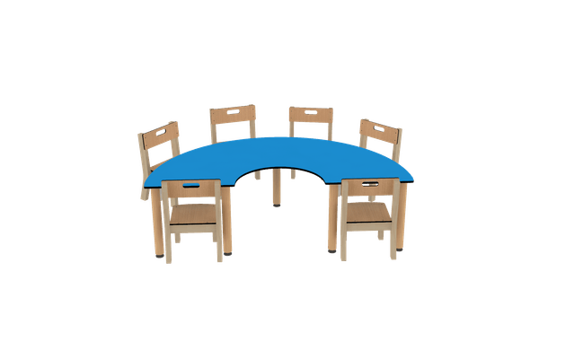 Mobilier - Table crèche et scolaire - Table demi lune réglable 150 x 75cm - T00 - T2 - Jaune