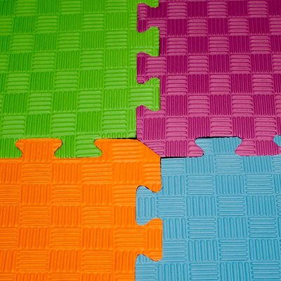 Motricité - Tapis de motricité bébé et enfant - 4 grands tapis dalle carré puzzle 100 x 100 x 1cm