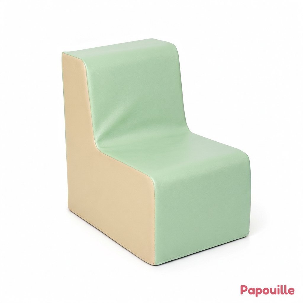 Chaise en mousse 1 place hauteur 25 cm - Vert pastel - crème