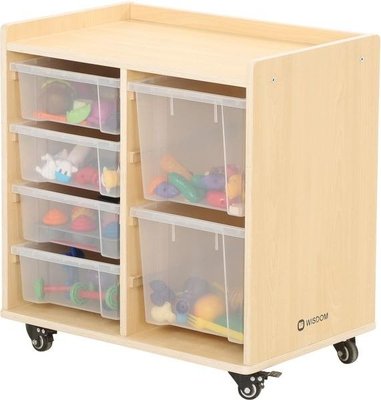 Mobilier - Meuble de rangement scolaire - Étagère à 2 rangées avec 4 petits bacs et 2 grands