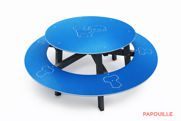 Mobilier - Table crèche et scolaire - Table d'extérieur ronde avec banc ourson