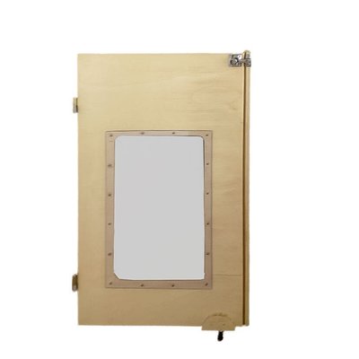Mobilier - Barrière de séparation & Cloison crèche - Portillon en bois fenêtre avec roulette sur mesure