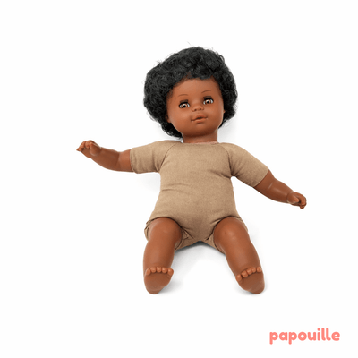 Jouets - Poupons, Peluches et Accessoires - Poupon corps mou avec cheveux africain 30cm garçon