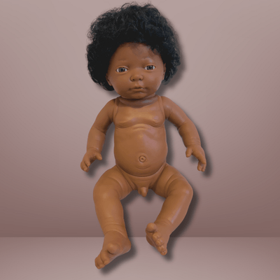 Jouets - Poupons, Peluches et Accessoires - Poupon corps dur avec cheveux africain 40cm garçon mazal