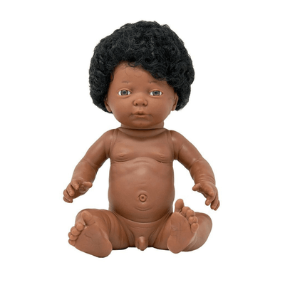 Jouets - Poupons, Peluches et Accessoires - Poupon corps dur avec cheveux africain 40cm garçon mazal