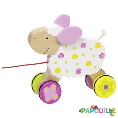 Jouets - Jouets à Pousser, à Tirer - Animal à tirer en bois cory le mouton