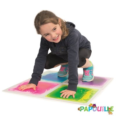 Motricité - Eveil Sensoriels et Tactiles - 4 dalles sensorielles à eau colorées
