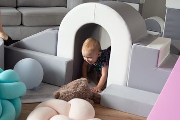 Motricité - Parcours de Motricité Maternelle - Set de blocs en mousse 4 éléments avec petit pont gris