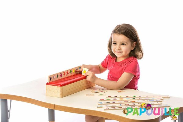 Jeux - Jeux Éducatifs et Puzzle - Carte d'apprentissage avec boîte de tri montessori en bois