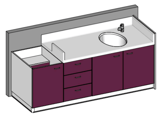 Change - Meuble à Langer crèche - Table à langer 1 baignoire sabot - 235 cm