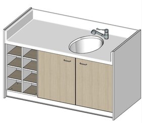 Change - Meuble à Langer crèche - Meuble de change 1 baignoire, 8 casiers - 169 cm x 85 cm
