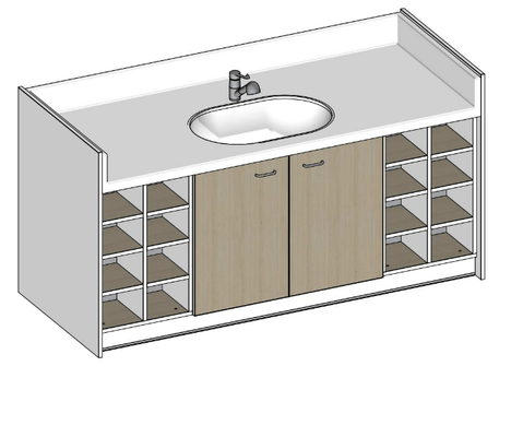 Change - Meuble à Langer crèche - Table à langer avec cuve - casiers - 200 cm