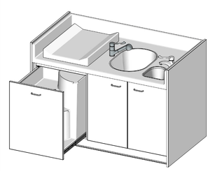 Change - Meuble à Langer crèche - Meuble à langer compact avec baignoire et lave mains - 150 cm