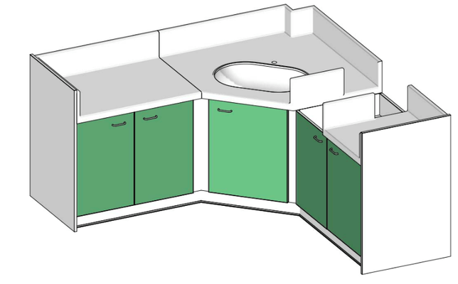 Change - Meuble à Langer crèche - Meuble à langer d'angle - 1 cuve - 200 / 230 cm