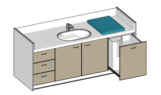 Change - Meuble à Langer crèche - Table à langer 1 cuve 230 cm