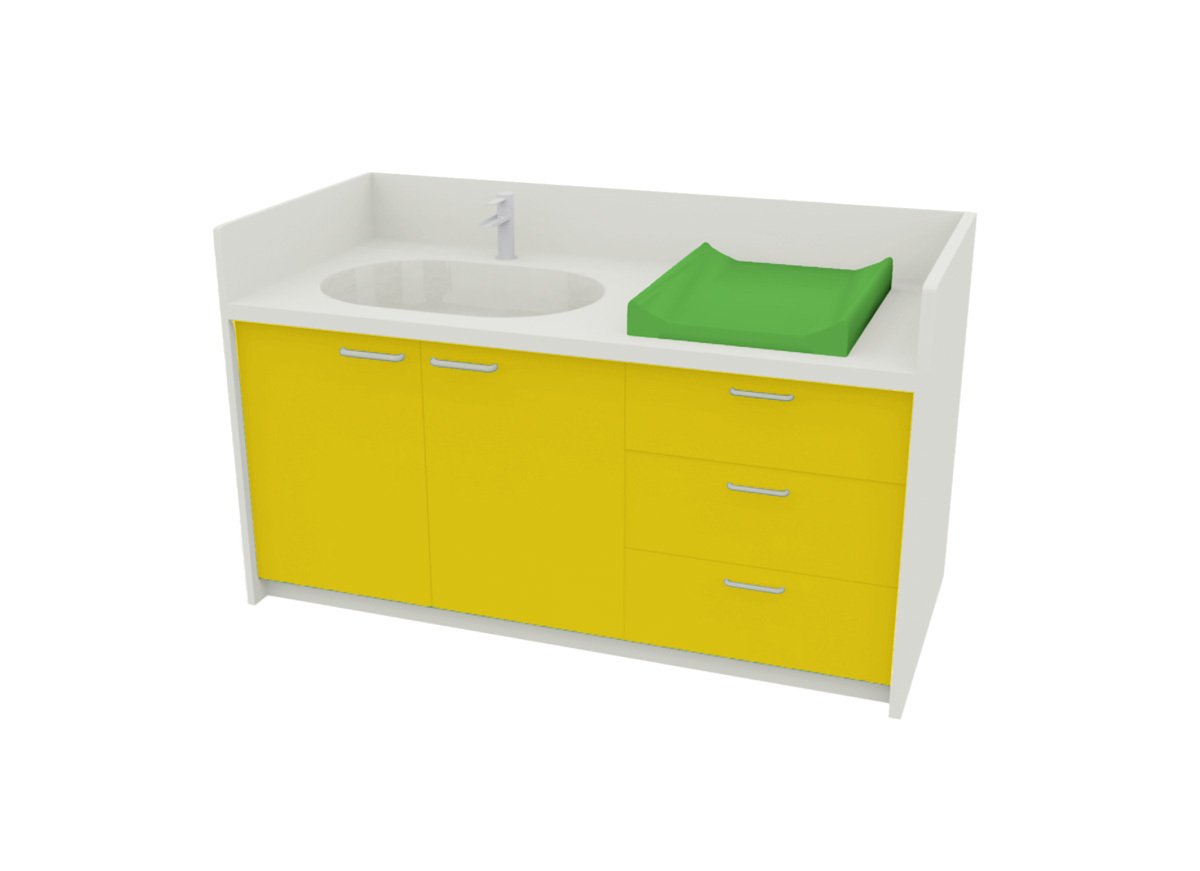 Meuble à langer 1 vasque - 180 cm - mimosa