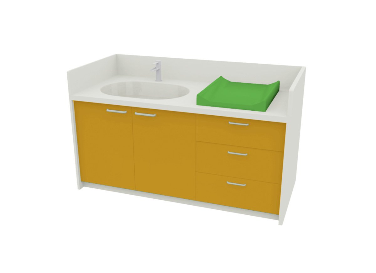 Meuble à langer 1 vasque - 180 cm - jaune samba