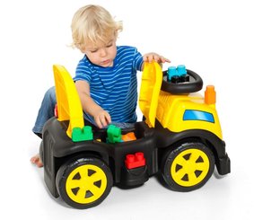 Jeux - Porteurs, Draisiennes, Marcheurs - Porteur enfant camion 3 en 1 avec cube