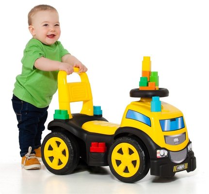 Jeux - Porteurs, Draisiennes, Marcheurs - Porteur enfant camion 3 en 1 avec cube