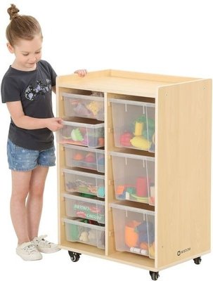 Mobilier - Meuble de rangement scolaire - Étagère à 2 rangées avec 6 petits bacs et 3 grands
