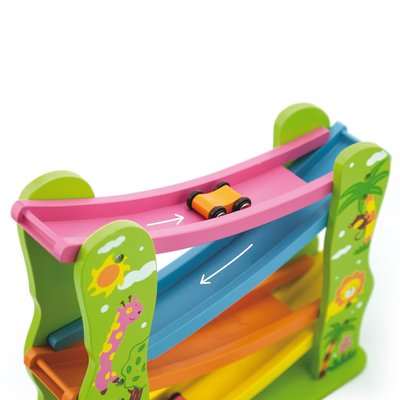 Jouets - Garages, Voitures et Circuits pour Enfant - Circuit toboggan + 4 véhicules