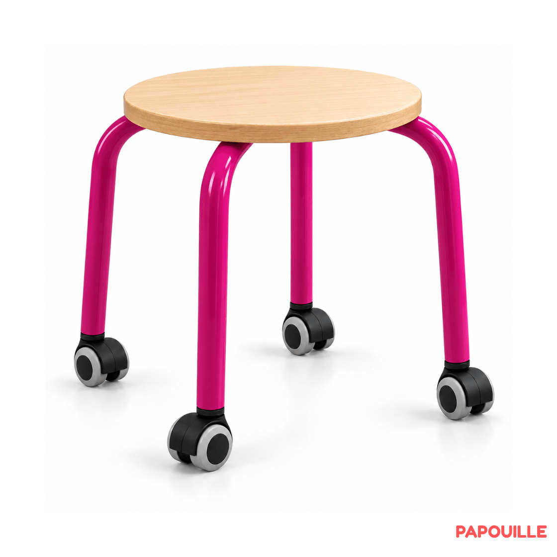 Tabouret bas à roulettes adultes - H35 cm - Fuchsia