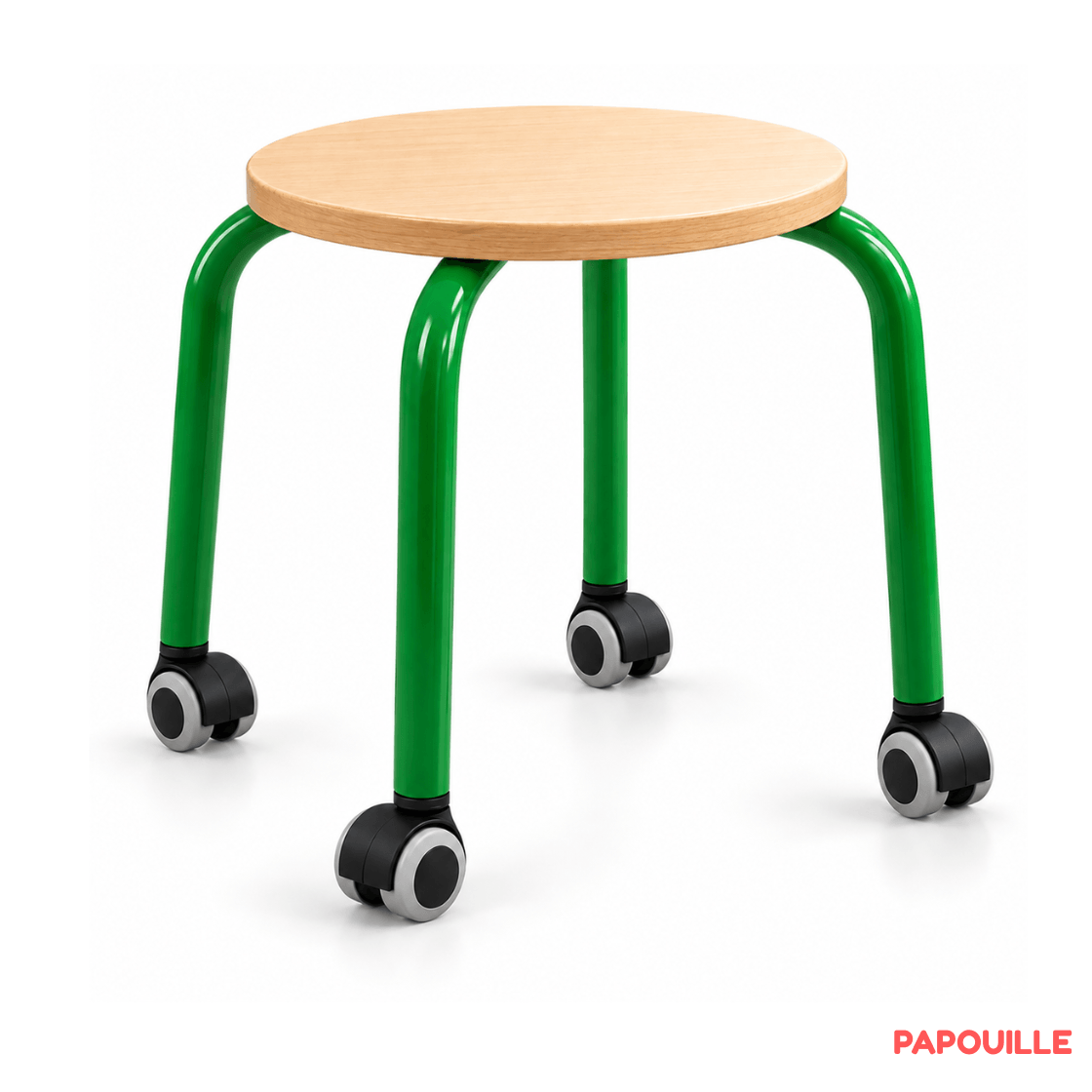 Tabouret bas à roulettes adultes - H35 cm - Vert