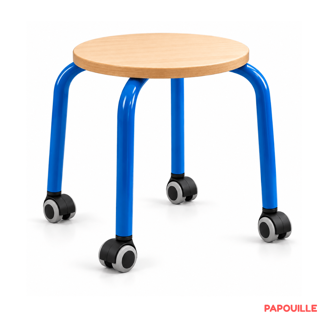 Tabouret bas à roulettes adultes - H35 cm - Bleu