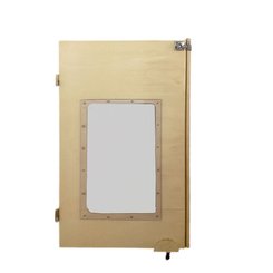 Mobilier - Barrière de séparation & Cloison crèche - Portillon en bois fenêtre avec roulette sur mesure