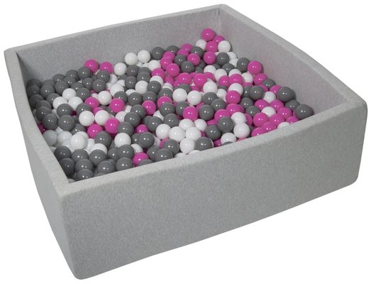 Motricité - Piscine à balles - Piscine à balles carré pour bébé avec 900 balles 120x120cm gris clair balles violet