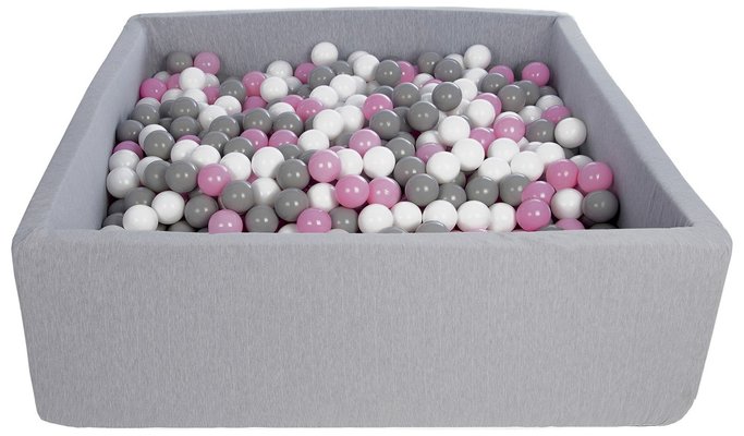 Motricité - Piscine à balles - Piscine à balles carré pour bébé avec 900 balles 120x120cm gris clair balles rose