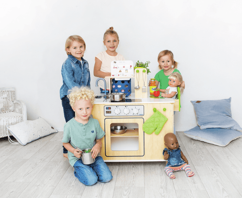 Mobilier - Mobilier de jeux d'imitation - Cuisine ilot en bois multi activités