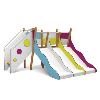 Mobilier - Aire de jeux et structure extérieure - Structure de jeux 3 toboggans H 82 cm - Tobo'Gliss fixations courtes