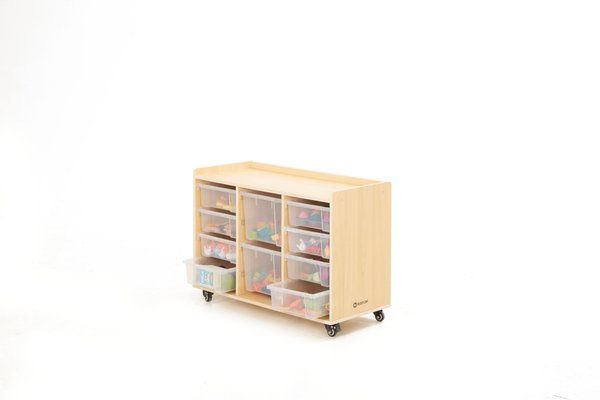 Mobilier - Meuble de rangement scolaire - Étagère à 3 rangées avec 8 petits bacs et 2 grands
