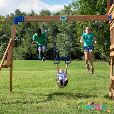 Mobilier - Aire de jeux et structure extérieure - Aire de jeu en bois avec toboggan balançoire et plateforme EN71