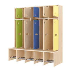 Mobilier - Banc vestiaire & Porte Manteaux - Vestiaire 5 places avec assise T1 - WIS