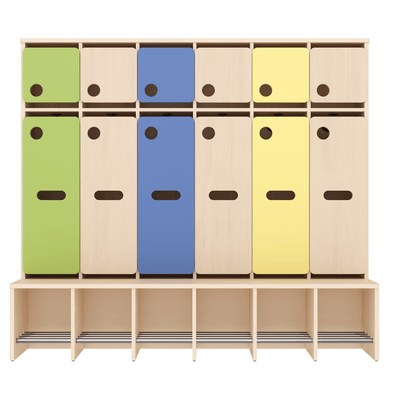 Mobilier - Banc vestiaire & Porte Manteaux - Vestiaire 6 places avec assise T1 - WIS