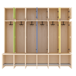 Mobilier - Banc vestiaire & Porte Manteaux - Vestiaire 6 places avec assise T1 - WIS