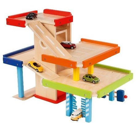 Jouets - Garages, Voitures et Circuits pour Enfant - Parking en bois à 3 niveaux