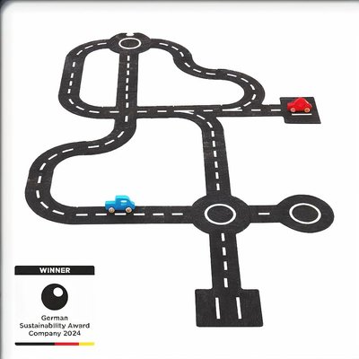 Jouets - Garages, Voitures et Circuits pour Enfant - Circuit en feutre avec 2 voitures, 30 éléments