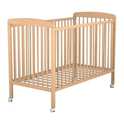 Couchage - Lit Crèche en Bois bébé, enfant - Lit à barreaux en bois réglable 3 hauteurs 60x120cm vernis - avec roulettes -