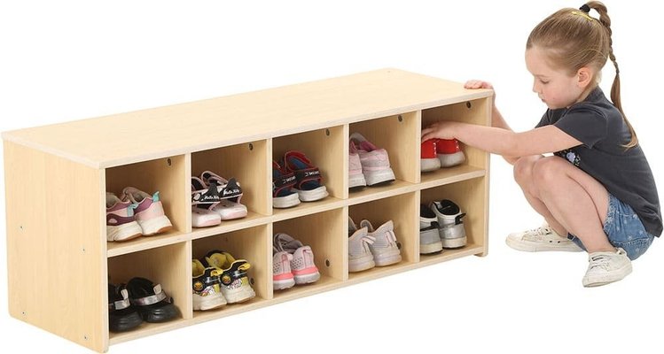 Mobilier - Meuble de rangement scolaire - Banc avec range chaussures 10 cases