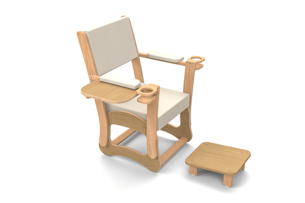 Puériculture - Fauteuils, coussins et accessoires d'allaitement - Fauteuil d'allaitement en bois avec repose pieds
